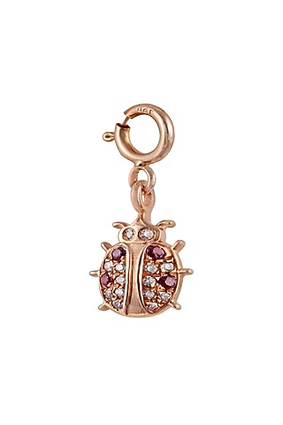 18kt Rose Gold Finish Round Diamond Ladybird Charm by Faith By ASM