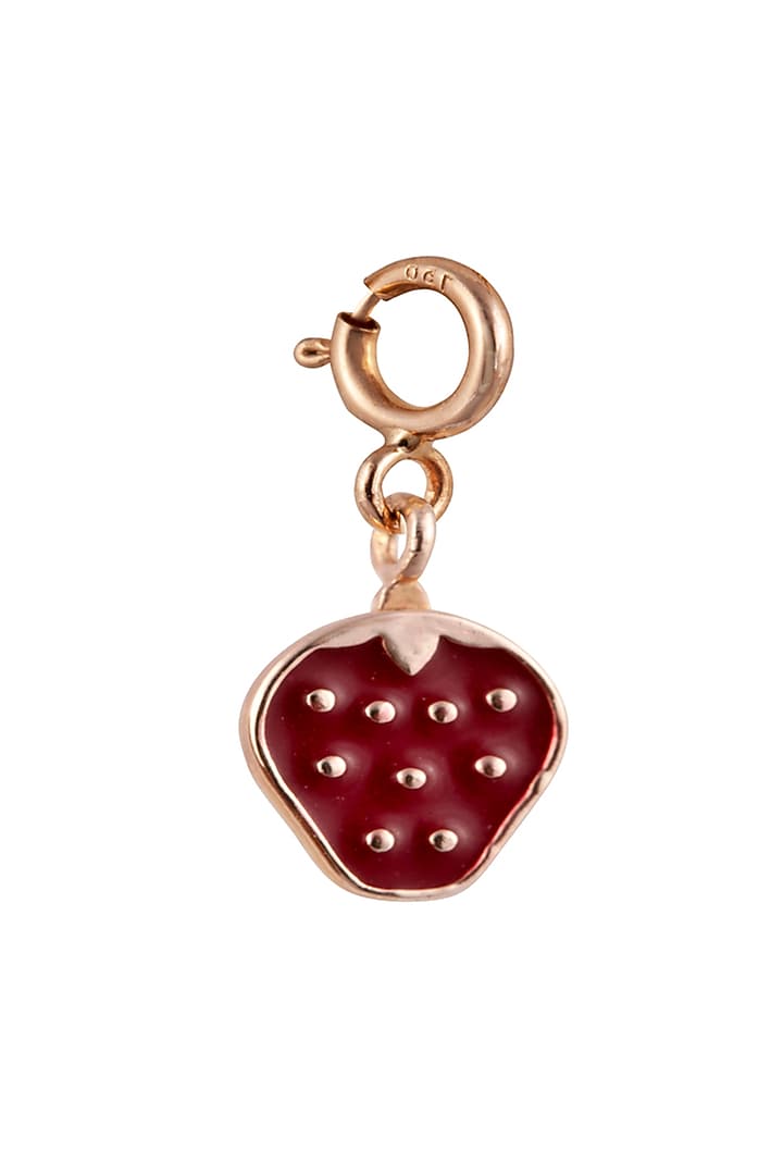 18kt Rose Gold Finish Enameled Gemstone Strawberry Charm by Faith By ASM at Pernia's Pop Up Shop