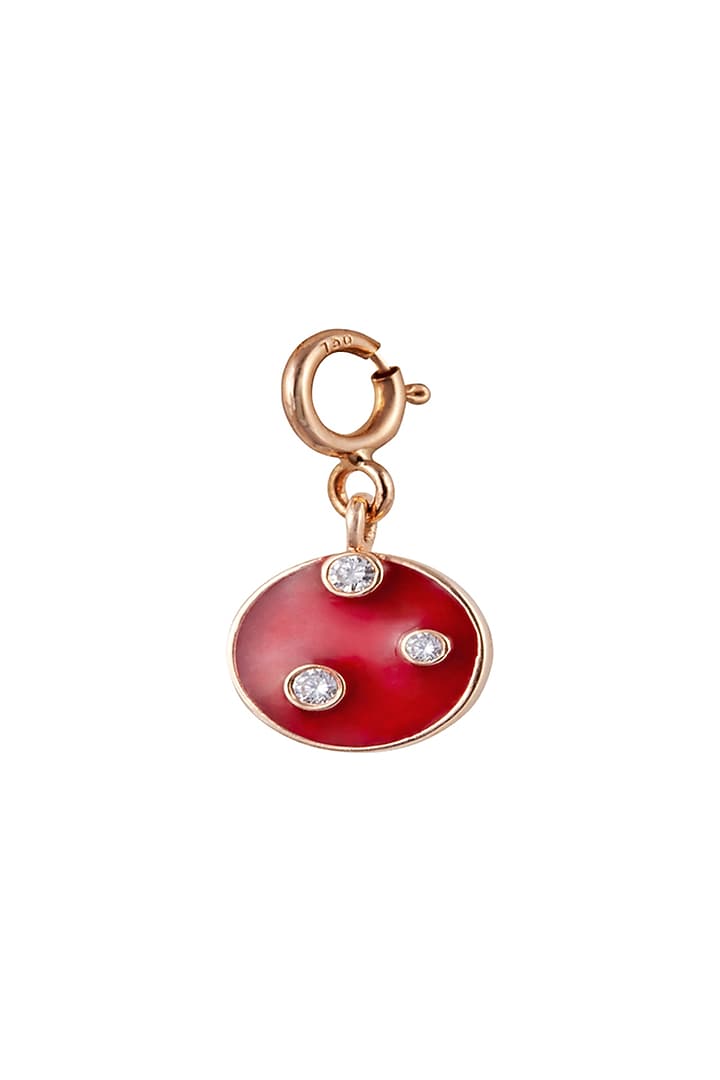 18kt Rose Gold Finish Enameled Gemstone Red Circle Charm by Faith By ASM at Pernia's Pop Up Shop