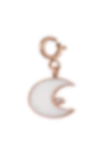 18kt Rose Gold Finish Enameled Gemstone Half Moon Charm by Faith By ASM at Pernia's Pop Up Shop