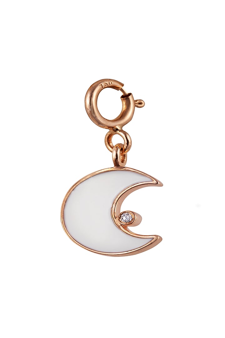 18kt Rose Gold Finish Enameled Gemstone Half Moon Charm by Faith By ASM at Pernia's Pop Up Shop