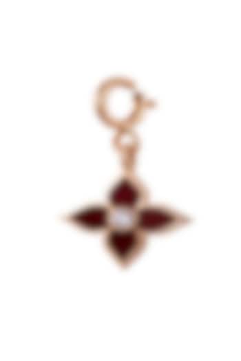 18kt Rose Gold Finish Enameled Gemstone Red Floral Charm by Faith By ASM at Pernia's Pop Up Shop