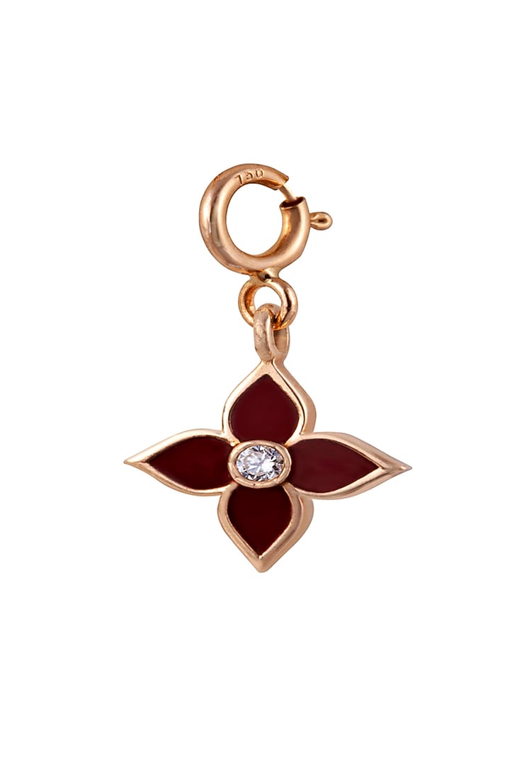 18kt Rose Gold Finish Enameled Gemstone Red Floral Charm by Faith By ASM at Pernia's Pop Up Shop