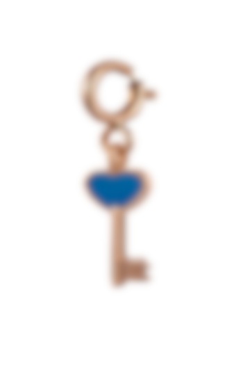 18kt Rose Gold Finish Enameled Gemstone Blue Key Charm by Faith By ASM at Pernia's Pop Up Shop