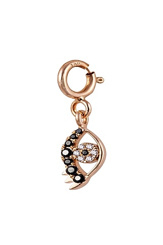 18kt Rose Gold Finish Round Diamond Evil Eye Charm by Faith By ASM
