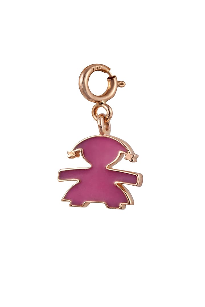 18kt Rose Gold Finish Enameled Gemstone Pink Doll Charm by Faith By ASM at Pernia's Pop Up Shop