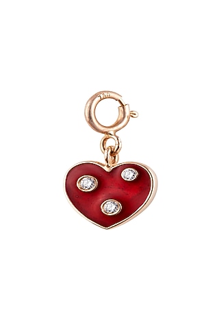 18kt Rose Gold Finish Diamond & Gemstone Heart Charm by Faith By ASM