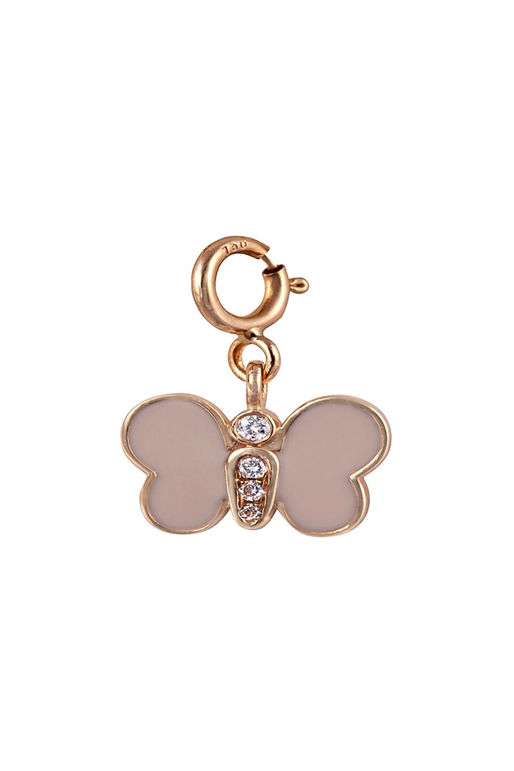 18kt Rose Gold Finish Diamond & Gemstone Pink Butterfly Charm by Faith By ASM at Pernia's Pop Up Shop