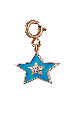 18kt Rose Gold Finish Diamond & Gemstone Blue Star Charm by Faith By ASM