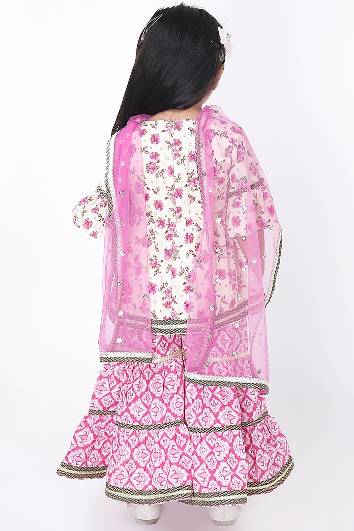 Pink Cotton Printed Sharara Set For Girls by Fashion Totz at Pernia's Pop Up Shop