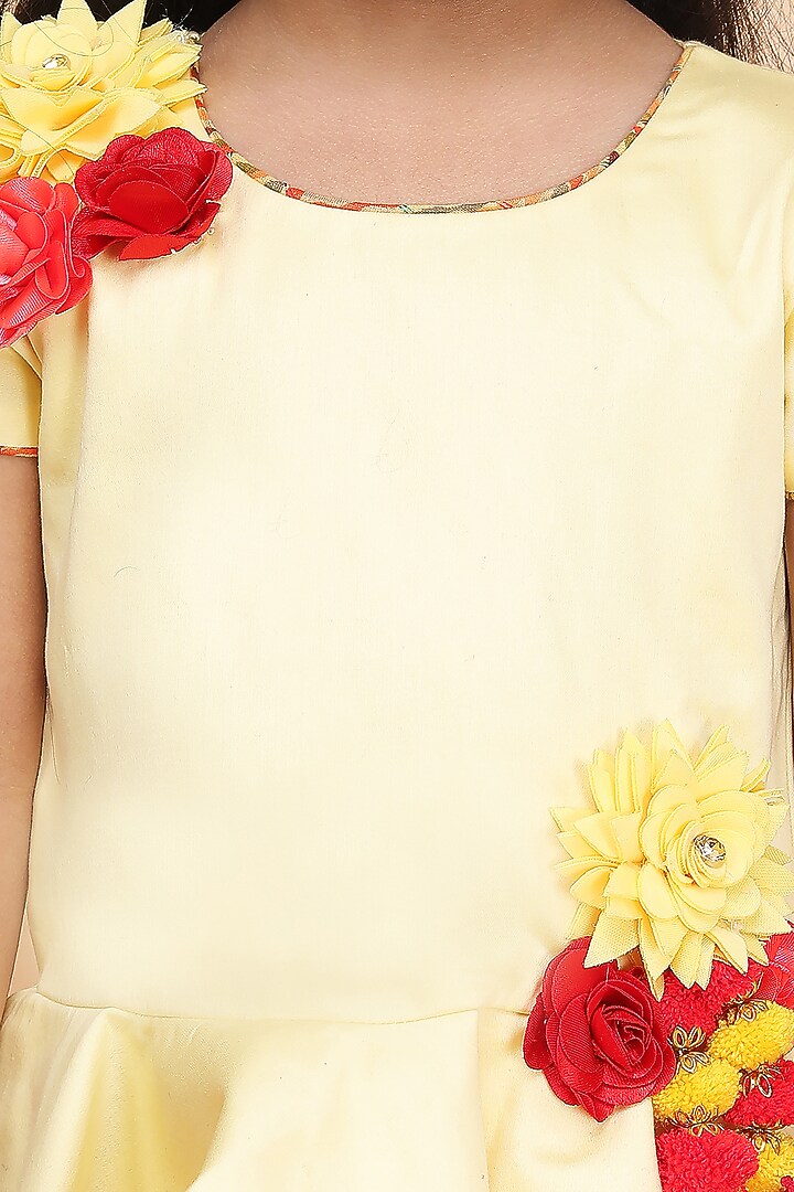 Yellow Cotton Printed Dhoti Set For Girls by Fashion Totz at Pernia's Pop Up Shop