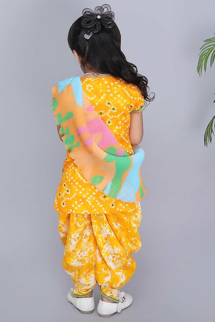 Yellow Cotton Dhoti Set For Girls by Fashion Totz at Pernia's Pop Up Shop