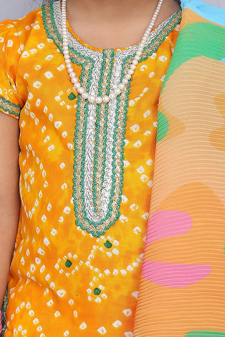 Yellow Cotton Dhoti Set For Girls by Fashion Totz at Pernia's Pop Up Shop