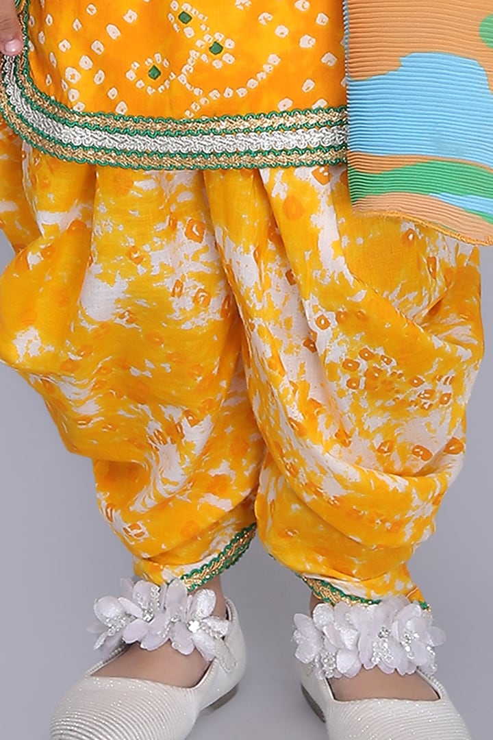 Yellow Cotton Dhoti Set For Girls by Fashion Totz at Pernia's Pop Up Shop