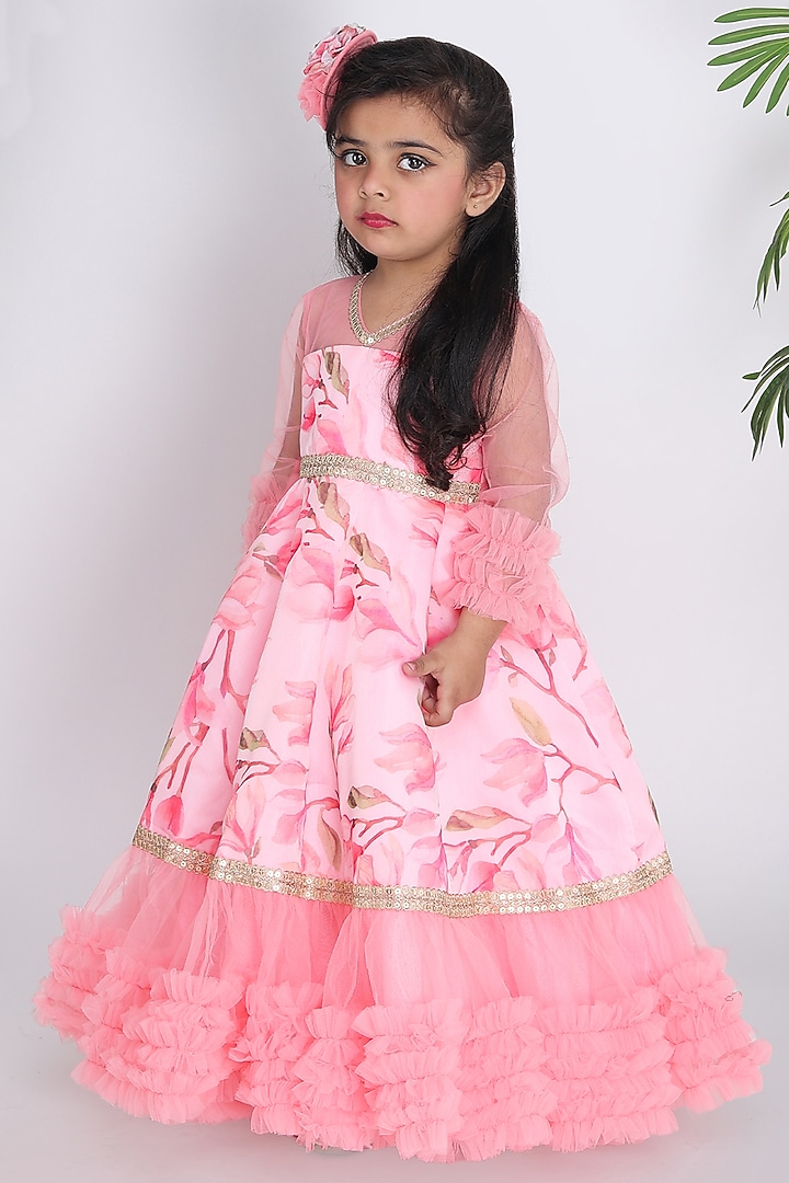 Taffy Organza & Dupion Printed Gown For Girls by Fashion Totz at Pernia's Pop Up Shop