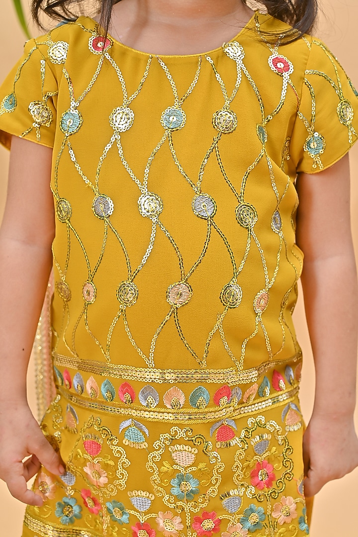 Mustard Georgette Sharara Set For Girls by Fashion Totz at Pernia's Pop Up Shop
