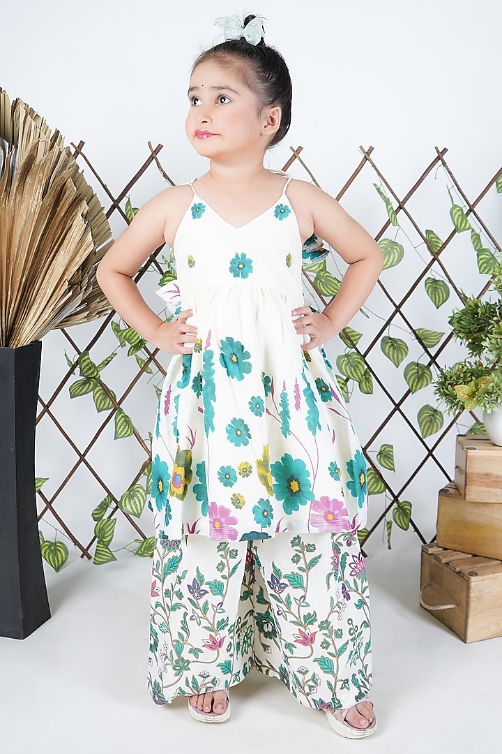 Multi-Colored Cotton Printed Sharara Set For Girls by Fashion Totz at Pernia's Pop Up Shop