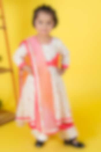 Cream Cotton Kurta Set For Girls by Fashion Totz at Pernia's Pop Up Shop