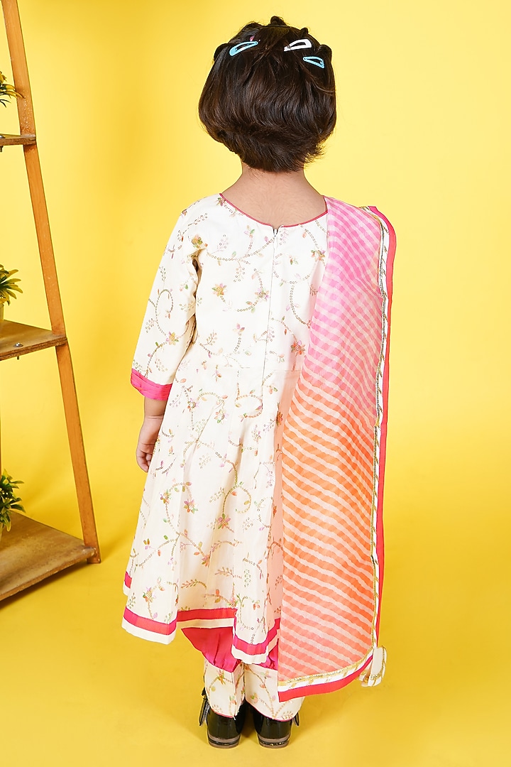 Cream Cotton Kurta Set For Girls by Fashion Totz at Pernia's Pop Up Shop