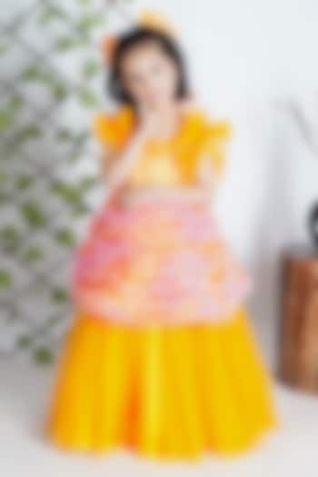 Multi-Colored Net & Organza Ruffled Gown For Girls by Fashion Totz at Pernia's Pop Up Shop