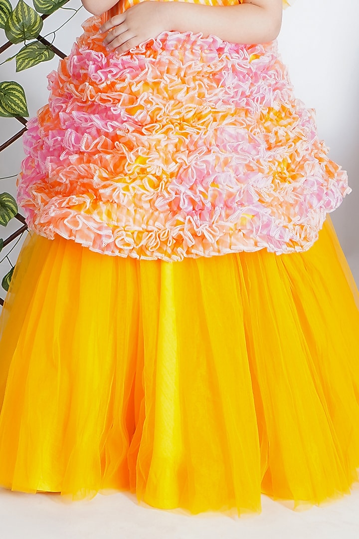 Multi-Colored Net & Organza Ruffled Gown For Girls by Fashion Totz at Pernia's Pop Up Shop