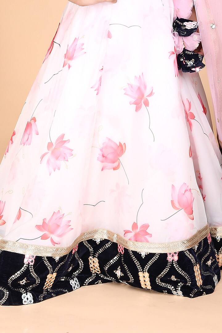 Pink Organza Printed Lehenga Set For Girls by Fashion Totz at Pernia's Pop Up Shop