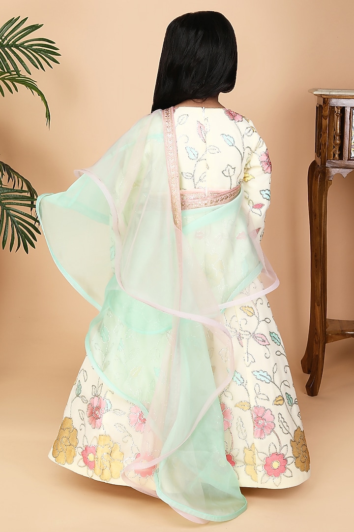 Yellow Georgette Embroidered Anarkali Set For Girls by Fashion Totz at Pernia's Pop Up Shop