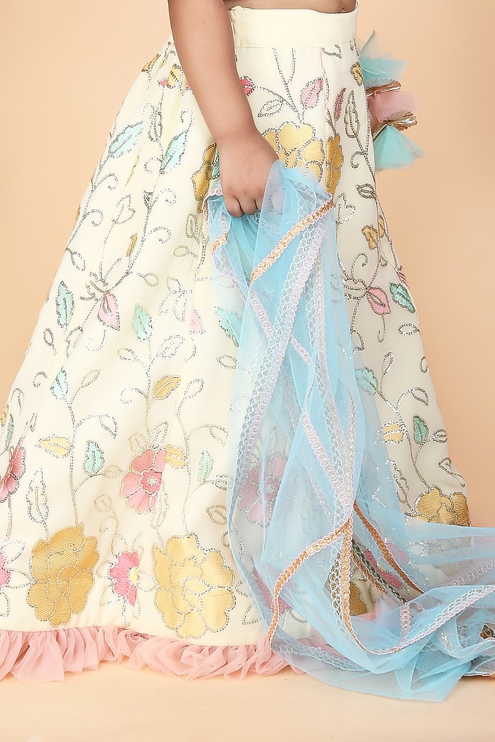 Yellow Georgette Embroidered Lehenga Set For Girls by Fashion Totz at Pernia's Pop Up Shop