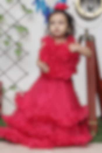 Red Organza Gown For Girls by Fashion Totz at Pernia's Pop Up Shop