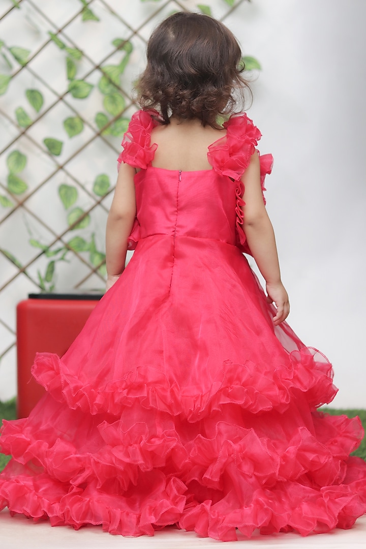 Red Organza Gown For Girls by Fashion Totz at Pernia's Pop Up Shop