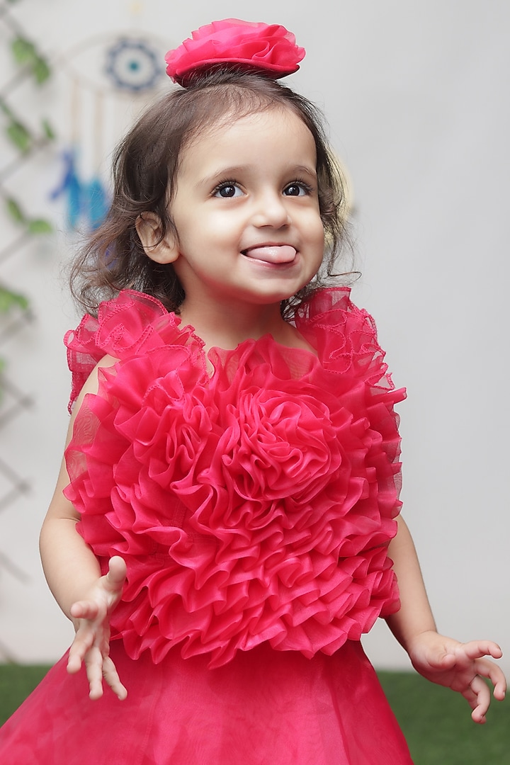 Red Organza Gown For Girls by Fashion Totz at Pernia's Pop Up Shop