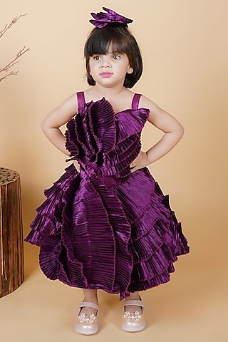 Purple Satin Gown For Girls by Fashion Totz