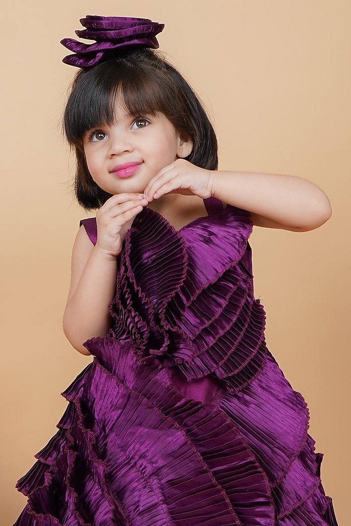 Purple Satin Gown For Girls by Fashion Totz at Pernia's Pop Up Shop