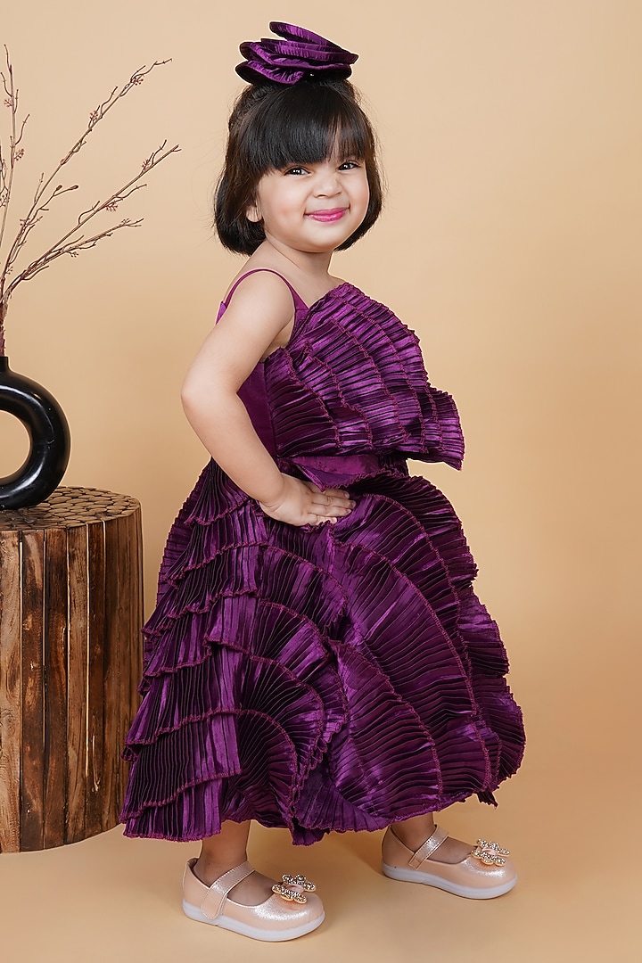 Purple Satin Gown For Girls by Fashion Totz at Pernia's Pop Up Shop
