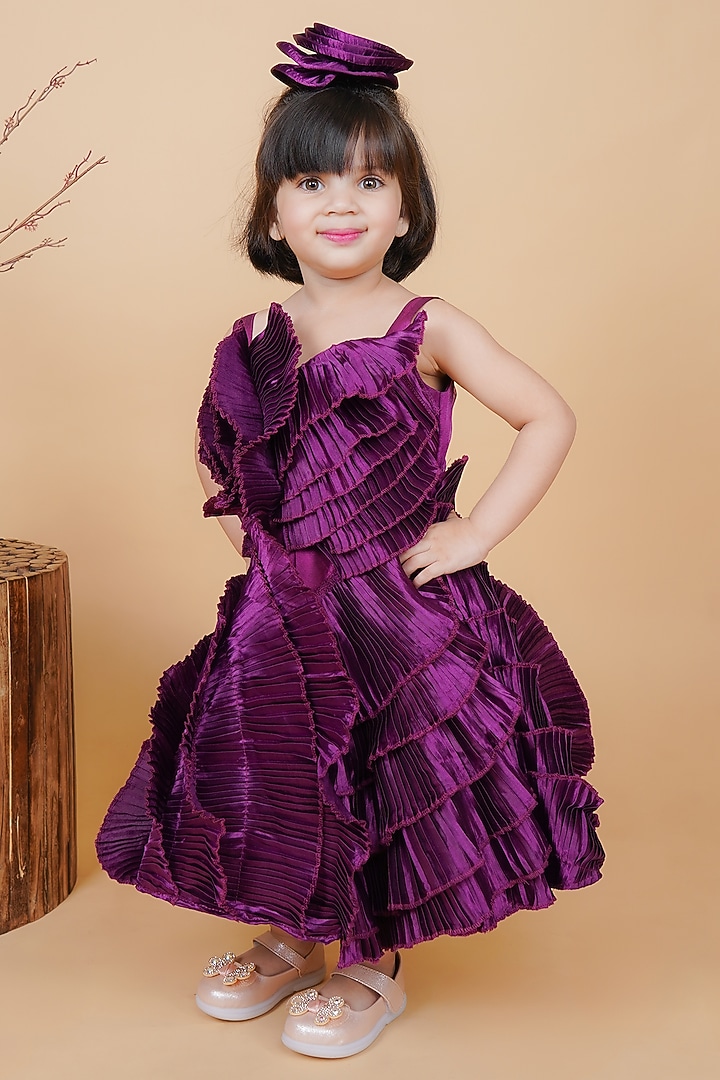 Purple Satin Gown For Girls by Fashion Totz at Pernia's Pop Up Shop