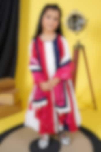 Multi-Colored Cotton Embroidered Anarkali Set For Girls by Fashion Totz at Pernia's Pop Up Shop