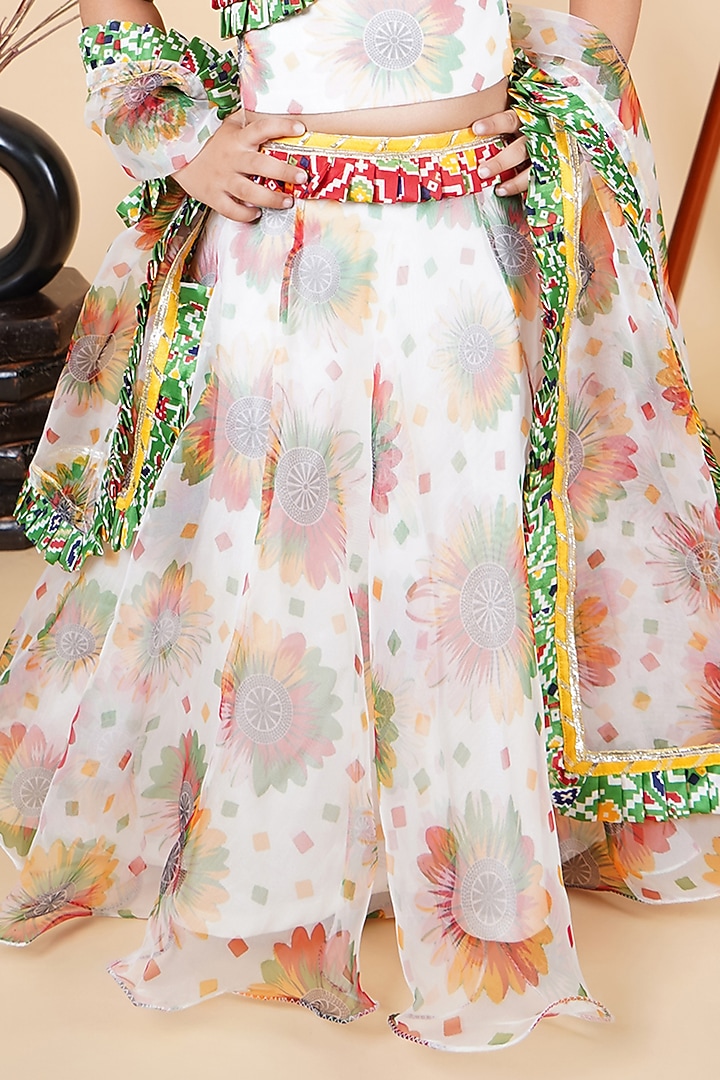 White Organza Printed Lehenga Set For Girls by Fashion Totz at Pernia's Pop Up Shop