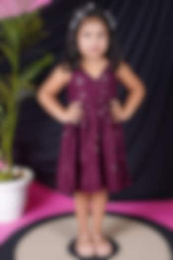 Wine Rayon Embroidered Dress For Girls by Fashion Totz at Pernia's Pop Up Shop