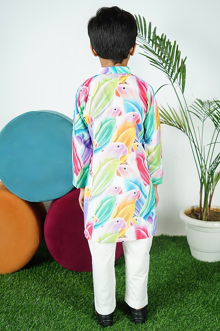 Multi-Colored Cotton Printed Kurta Set For Boys by Fashion Totz  at Pernia's Pop Up Shop