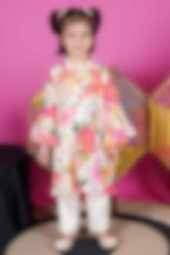 Multi-Colored Cotton Printed Kurta Set For Girls by Fashion Totz  at Pernia's Pop Up Shop