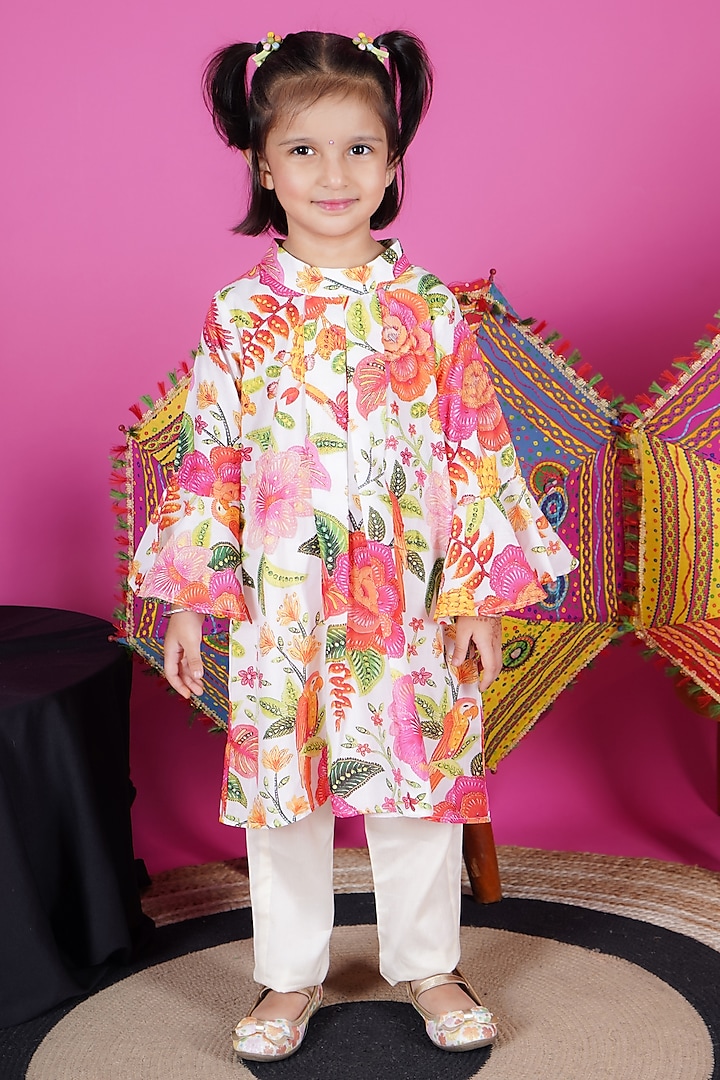 Multi-Colored Cotton Printed Kurta Set For Girls by Fashion Totz  at Pernia's Pop Up Shop