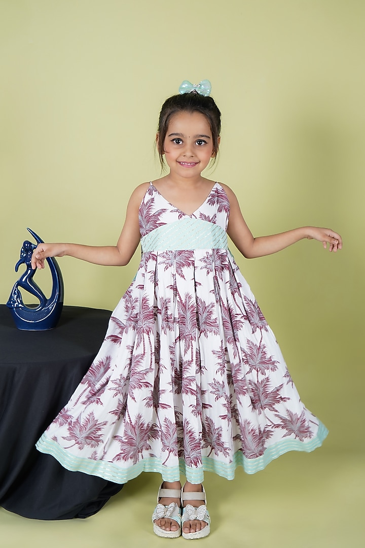 White Rayon Printed Dress For Girls by Fashion Totz  at Pernia's Pop Up Shop