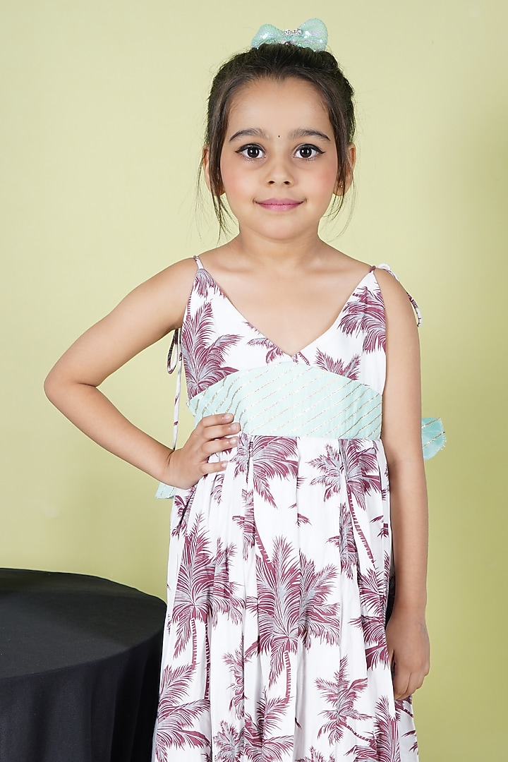 White Rayon Printed Dress For Girls by Fashion Totz  at Pernia's Pop Up Shop