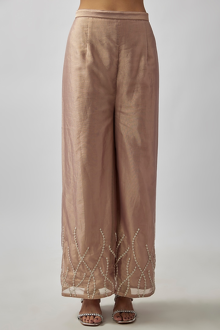 Blush Pink Tissue Georgette Cut Bead Embellished Kurta Set by FATIZ at Pernia's Pop Up Shop