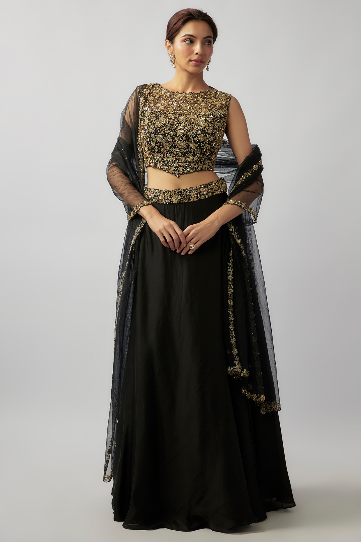 Buy Maroon Embroidered Resham Flared Sleeve Crop Top And Lehenga Set For  Women by Suruchi Parakh Online at Aza Fashions.