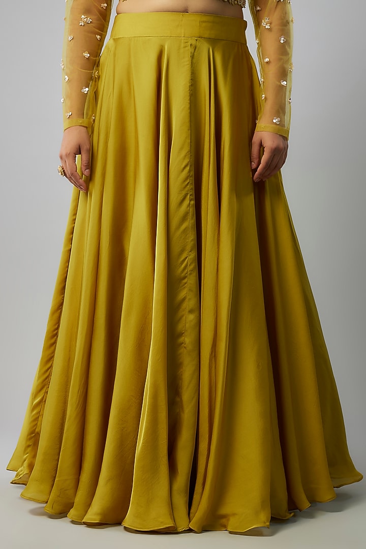 Yellow Silk Organza Wedding Lehenga Set by FATIZ at Pernia's Pop Up Shop