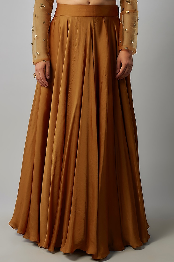 Rust Orange Silk Organza Wedding Lehenga Set by FATIZ at Pernia's Pop Up Shop