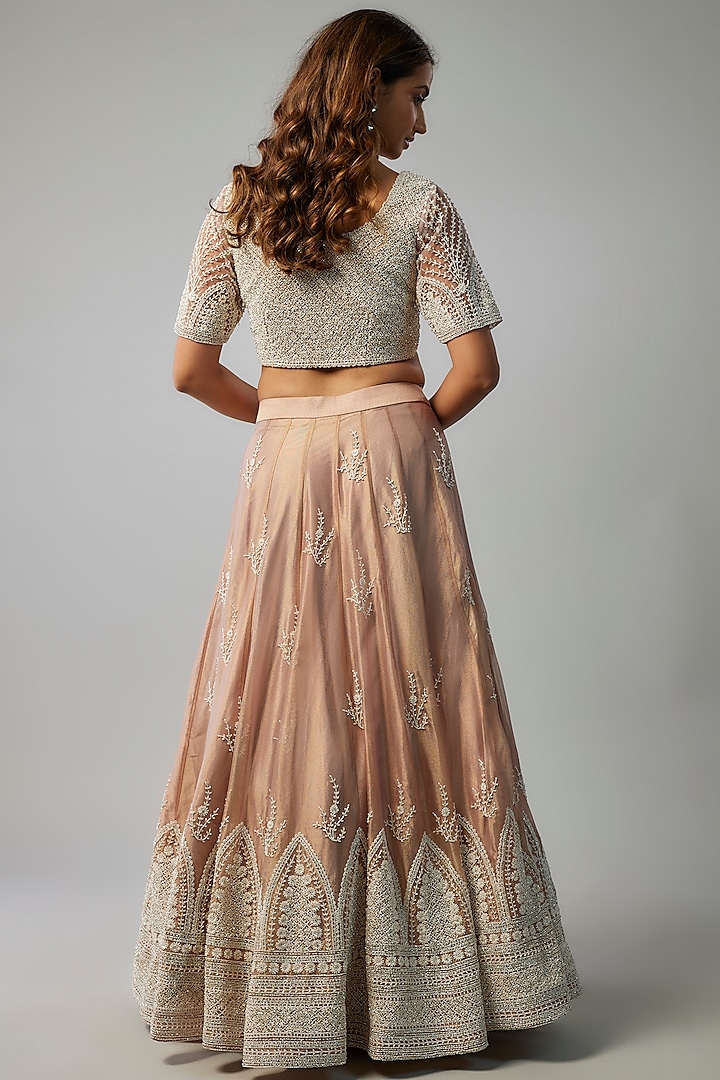 Pink Tissue Organza Wedding Lehenga Set by FATIZ at Pernia's Pop Up Shop