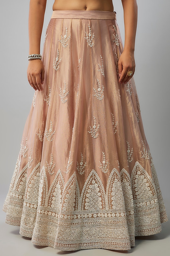 Pink Tissue Organza Wedding Lehenga Set by FATIZ at Pernia's Pop Up Shop