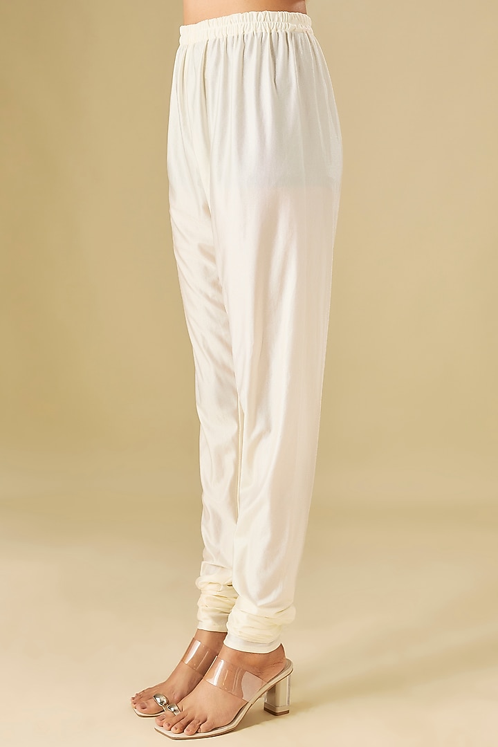 Ivory Russian Silk Crystal Embellished Party Wear Anarkali Set by FATIZ at Pernia's Pop Up Shop